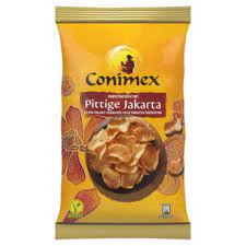 Conimex Indonesische Pitttige Jakarta Extra Pikant Gekruide Vegetarische Kroepoek/spicy vegetarian prawn crackers (75 gram)