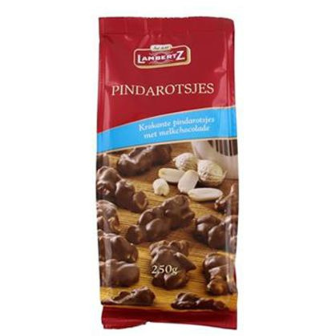 Pindarotsjes Lambertz 250 gram/Peanuts covered with milk chocolate