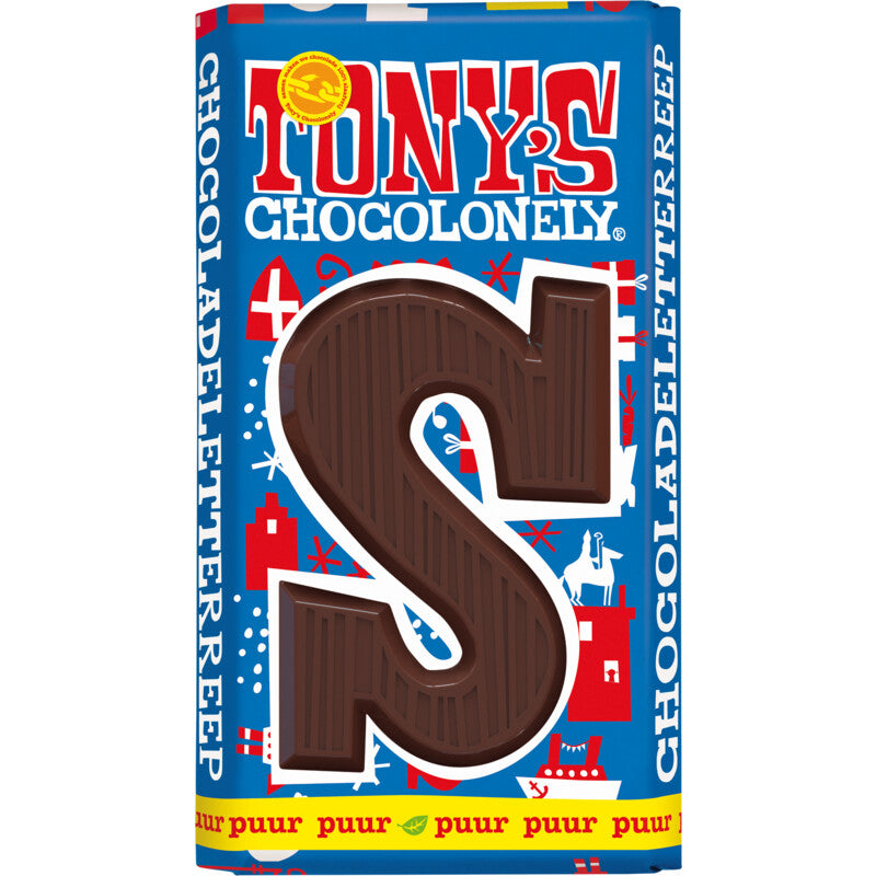 Tonys Chocolonely Letter S -  Pure (180 gram) | Dutchshop