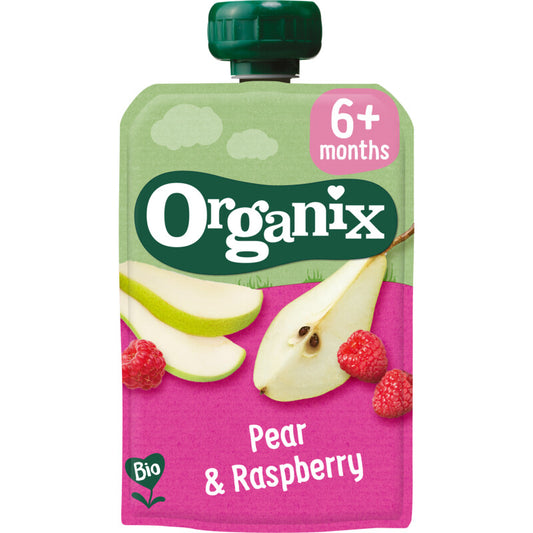 Organix Knijpfruit Pear & Raspberry (100 gram) / 6mo+