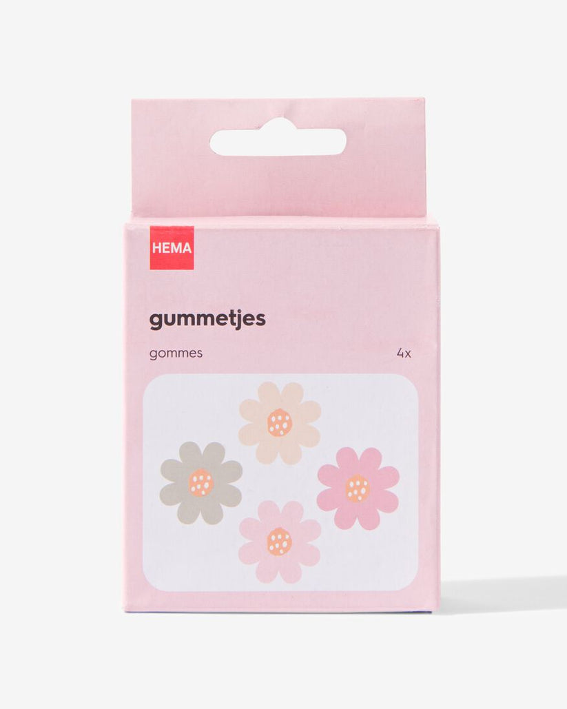 Hema Bloemen Gummetjes (Flower erasers) set of 4 different colors The