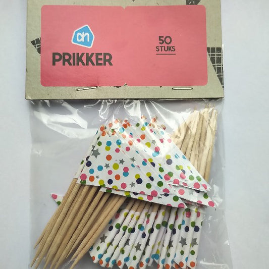 AH Cocktail Prikkers met Stippen en Sterren (Decorative toothpick skewers with dots & stars) (50 stuks)