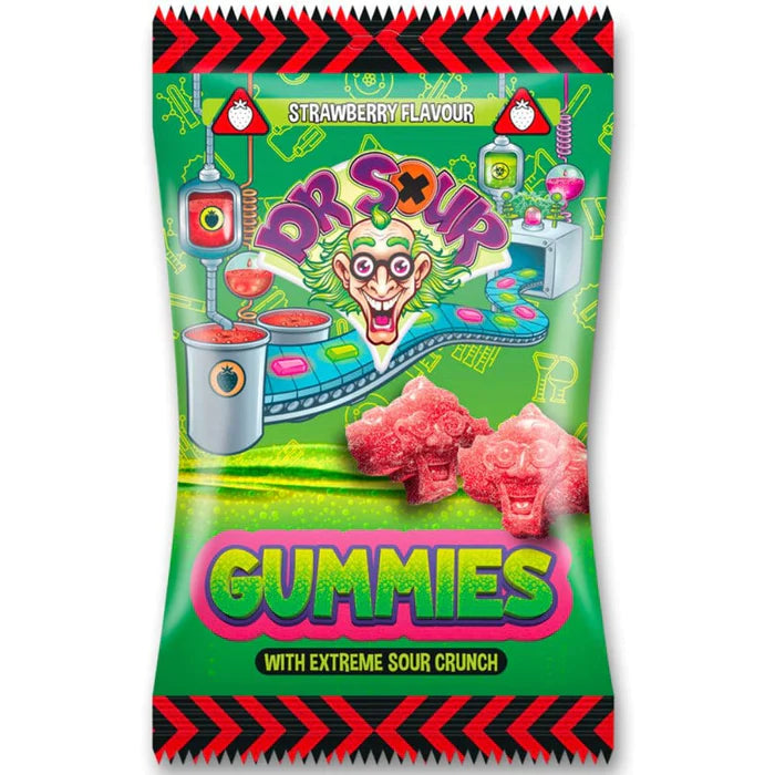 Dr Sour Gummies met extreem zure crunch (aardbeiensmaak / glutenvrij) (200 gram)