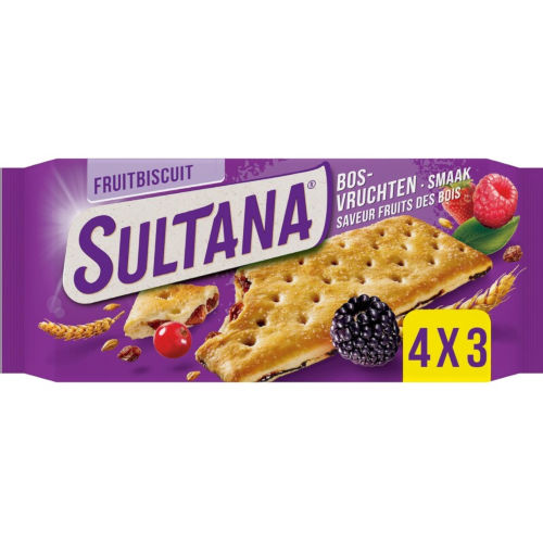 Sultana Bosvruchten/Forest fruit biscuits (4 pieces of 3) (175 gram) (Discounted/Best Before 1st of December 23)