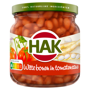 Wittebonen in tomatensaus HAK (185 gram)/White beans in tomato sauce