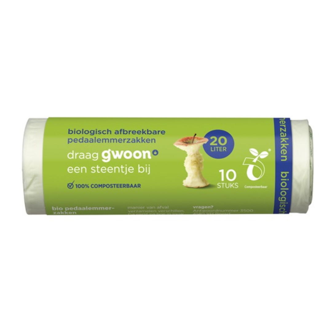 Gwoon Pedaalemmer zakken biologisch 20 ltr (10 stuks) / Biodegradable bin liners