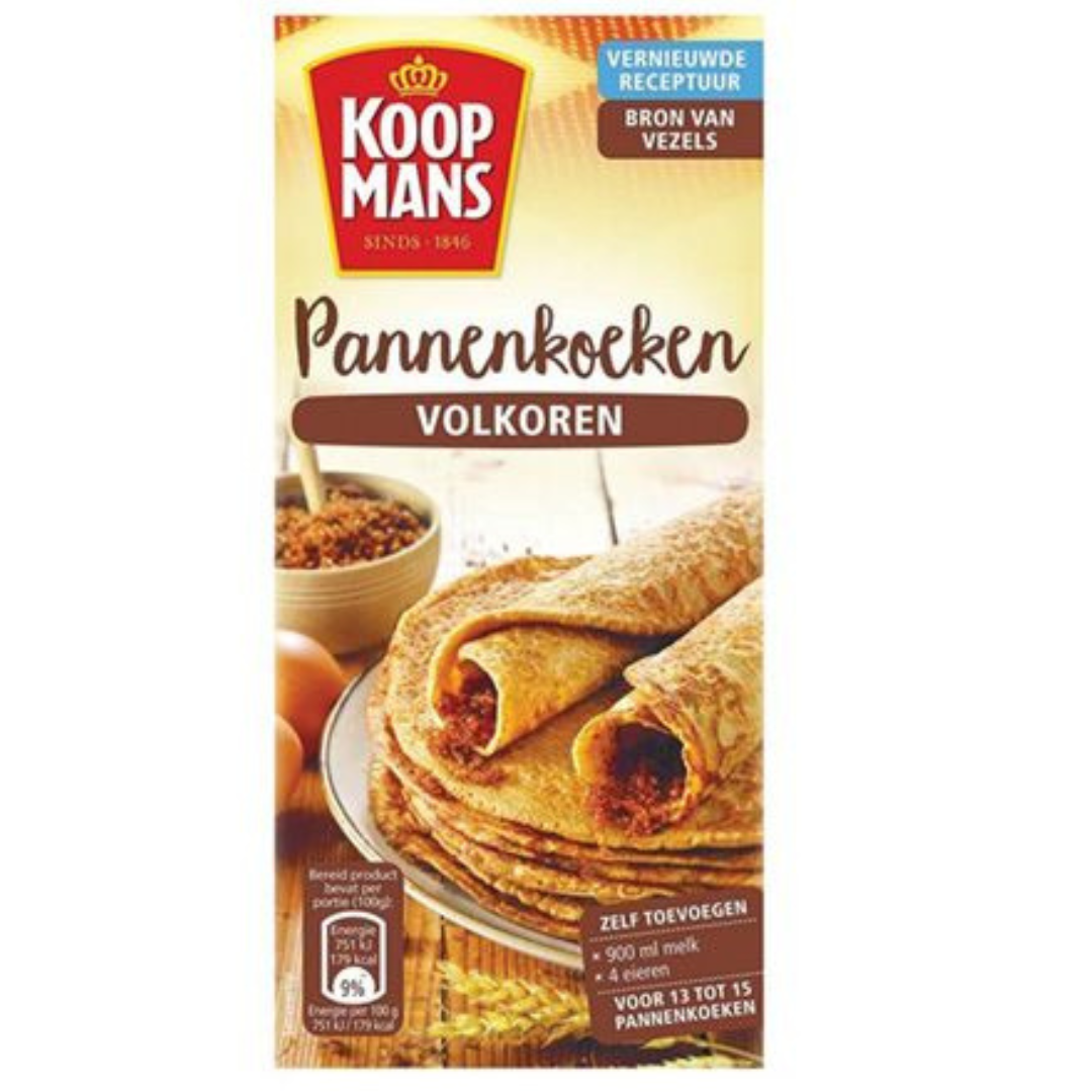 Koopmans Pannenkoekenmix volkoren ( 400 gram )/Mix for whole grain Dutch pancakes