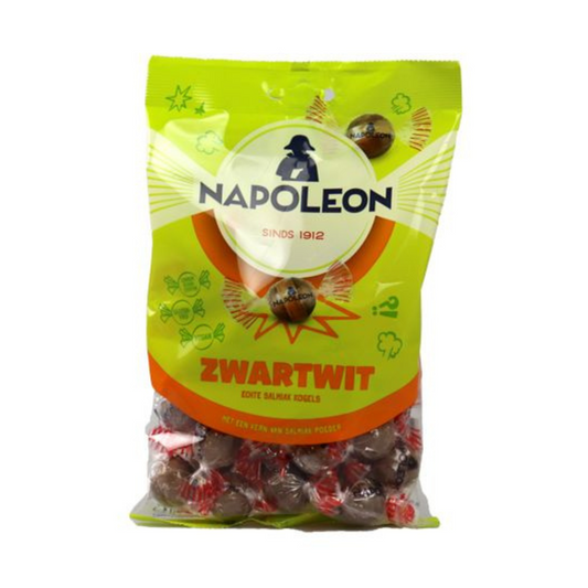 Napoleon Zwart/Wit Kogels (225 gram)/Salmiak candy